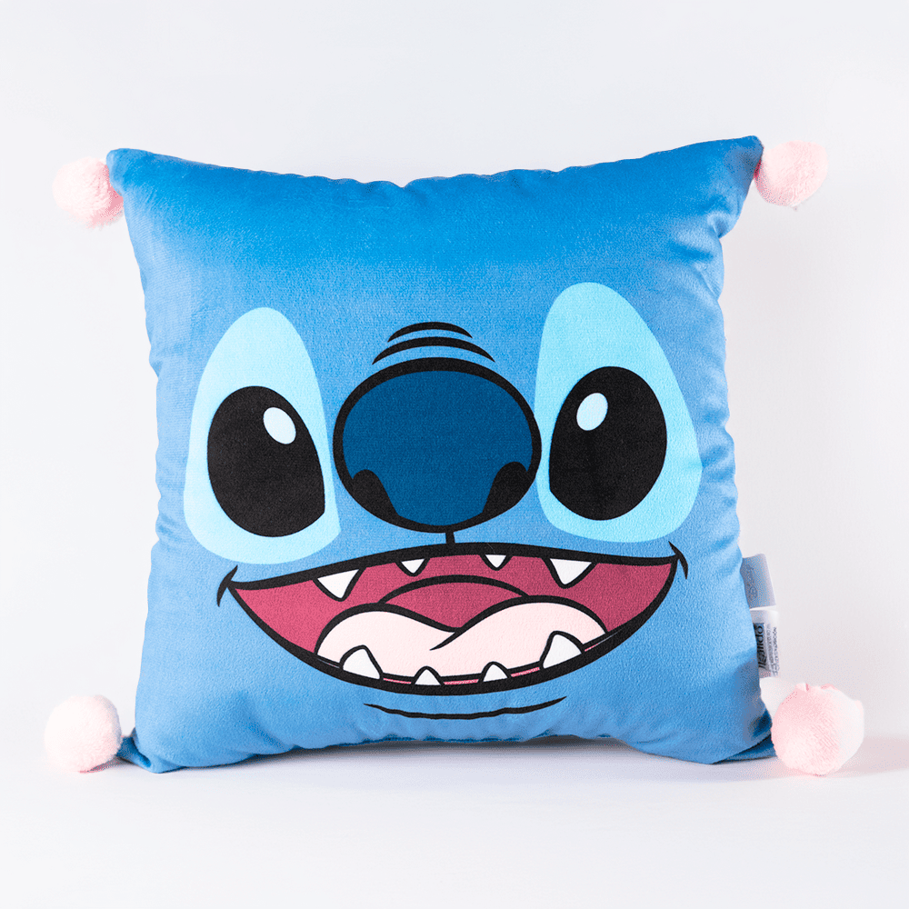 COJÍN AVENTURA TROPICAL STITCH CON POMPÓN